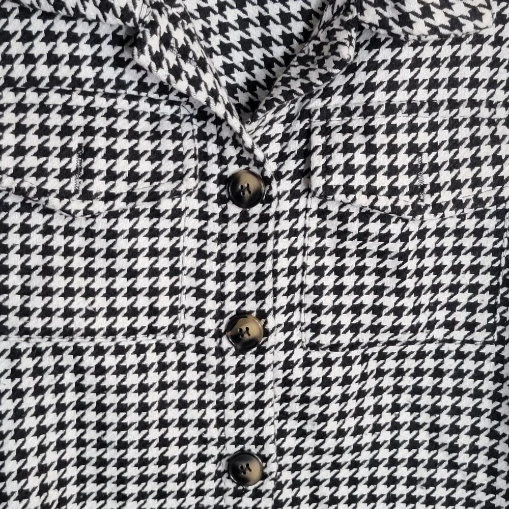 Girls Houndstooth Button Down Tweed Jacket Black White Size 7